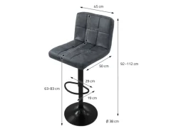 ML-Design Barhocker 4Er Set aus Kunstleder Anthrazit mit Rückenlehne Fußstütze