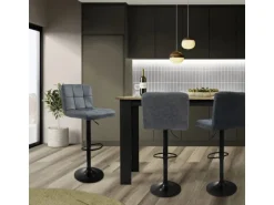 ML-Design Barhocker 4Er Set aus Kunstleder Anthrazit mit Rückenlehne Fußstütze