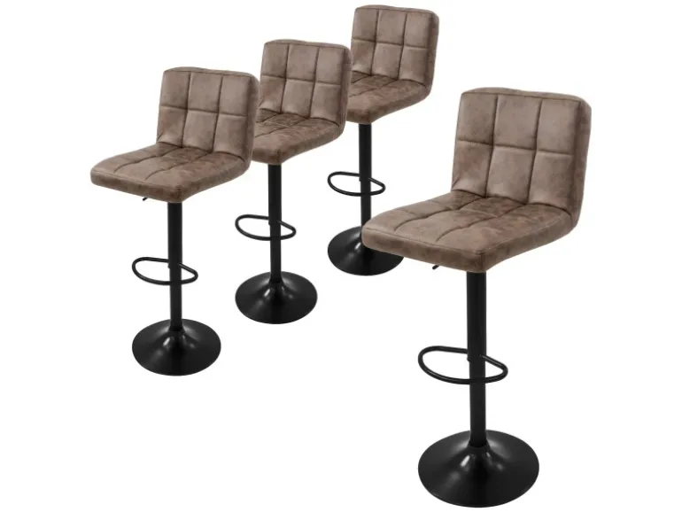 ML-Design Barhocker 4Er Set Bezug aus Kunstleder Braun Gepolsterter Barstuhl