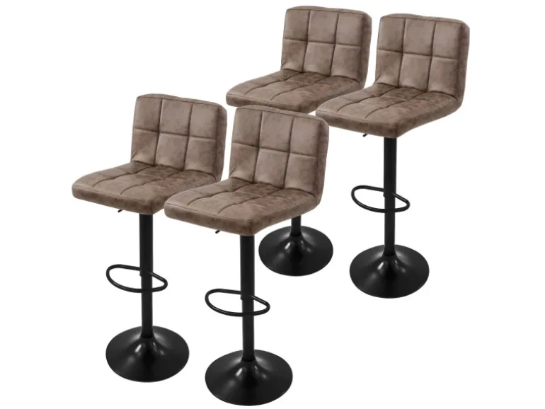 ML-Design Barhocker 4Er Set Bezug aus Kunstleder Braun Gepolsterter Barstuhl