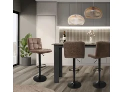 ML-Design Barhocker 4Er Set Bezug aus Kunstleder Braun Gepolsterter Barstuhl