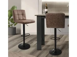 ML-Design Barhocker Set 2 Kunstleder Braun Gepolsterter Barstuhl mit Rückenlehne
