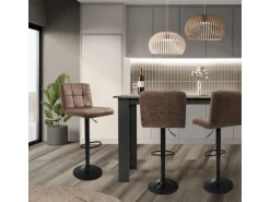 ML-Design Barhocker Set 2 Kunstleder Braun Gepolsterter Barstuhl mit Rückenlehne