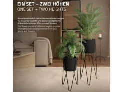 ML-Design Blumenständer 2Er Set Schwarz 27x27x48,5 cm 35,5x34x75 cm aus Stahl