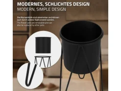 ML-Design Blumenständer 2Er Set Schwarz 27x27x48,5 cm 35,5x34x75 cm aus Stahl