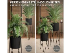 ML-Design Blumenständer 2Er Set Schwarz 27x27x48,5 cm 35,5x34x75 cm aus Stahl