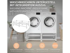 ML-Design Doppel Waschmaschinen-Untergestell 2 Ausziehbaren Ablagen Weiß Stahl