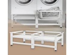ML-Design Doppel Waschmaschinen-Untergestell 2 Ausziehbaren Ablagen Weiß Stahl