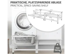 ML-Design Doppel Waschmaschinen-Untergestell 2 Ausziehbaren Ablagen Weiß Stahl