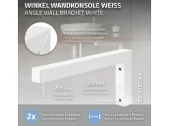 ML-Design 2Er Set Wandkonsole Winkel L-Form für Waschtisch 350x150 mm Weiß Stahl