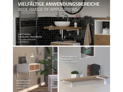 ML-Design 2Er Set Wandkonsole Winkel L-Form für Waschtisch 350x150 mm Weiß Stahl