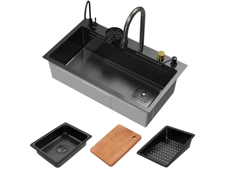 ML-Design Multifunktionale Spülbecken Edelstahl 80x46 cm Anthrazit Rechteckig