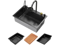 ML-Design Multifunktionale Spülbecken Edelstahl 68x46 cm Anthrazit Rechteckig