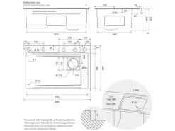 ML-Design Multifunktionale Spülbecken Edelstahl 68x46 cm Anthrazit Rechteckig