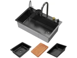 ML-Design Multifunktionale Spülbecken Edelstahl 75x46 cm Anthrazit Rechteckig