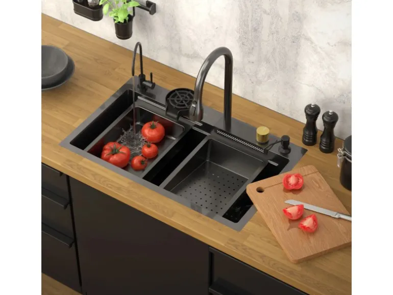 ML-Design Multifunktionale Spülbecken Edelstahl 75x46 cm Anthrazit Rechteckig