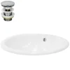 ML-Design Waschbecken Keramik Weiß Glänzend 49x40,5 cm Oval und Ablaufgarnitur