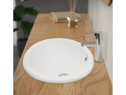 ML-Design Waschbecken Keramik Weiß Glänzend 49x40,5 cm Oval und Ablaufgarnitur