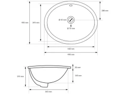 ML-Design Waschbecken Keramik Weiß Glänzend 49x40,5 cm Oval und Ablaufgarnitur