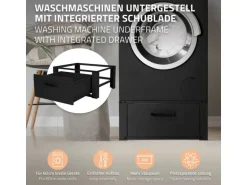 ML-Design Waschmaschinen Untergestell mit Schublade 63x54cm Stahl Schwarz 150kg