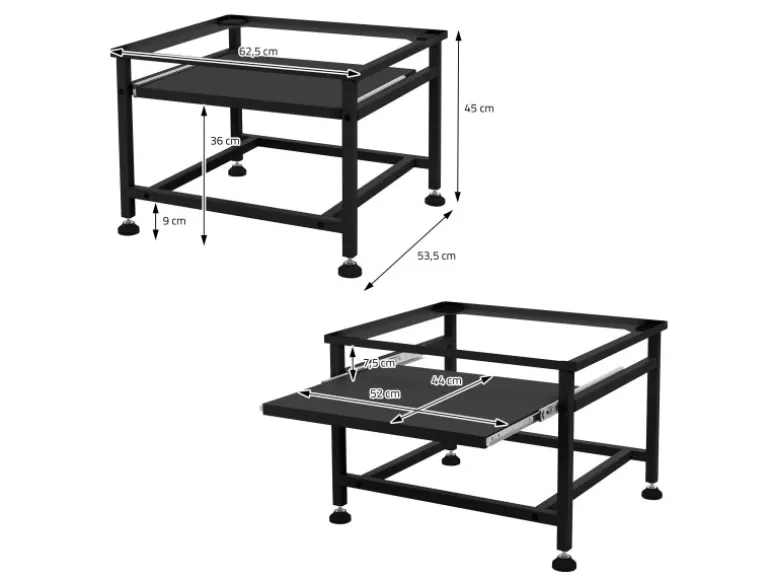 ML-Design Waschmaschinen Untergestell mit Ausziehbarer Ablage Schwarz aus Stahl