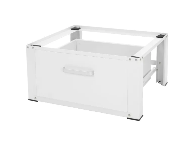 ML-Design Waschmaschinen Untergestell mit Schublade 63x54cm Stahl Weiß bis 150kg