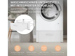 ML-Design Waschmaschinen Untergestell mit Schublade 63x54cm Stahl Weiß bis 150kg