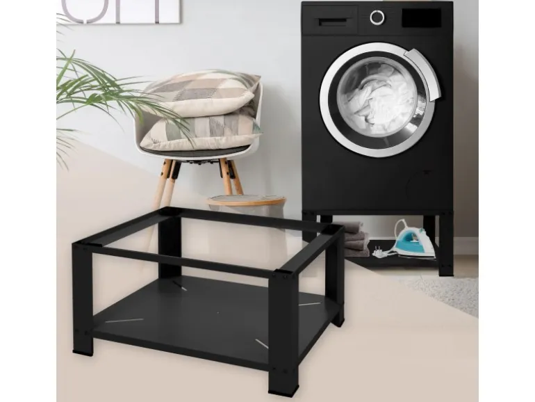 ML-Design Waschmaschinen Untergestell mit Ablage 63x54cm Stahl Schwarz bis 150kg