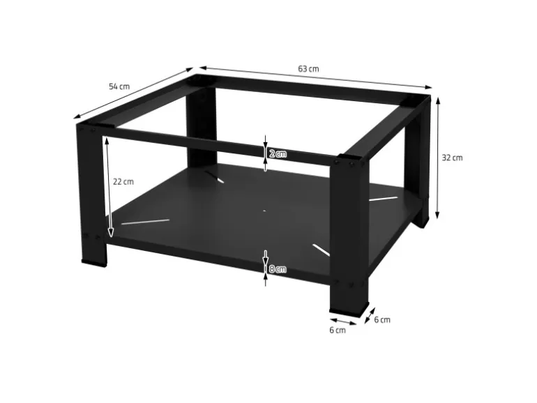 ML-Design Waschmaschinen Untergestell mit Ablage 63x54cm Stahl Schwarz bis 150kg