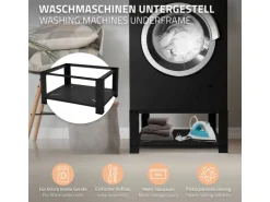 ML-Design Waschmaschinen Untergestell mit Ablage 63x54cm Stahl Schwarz bis 150kg