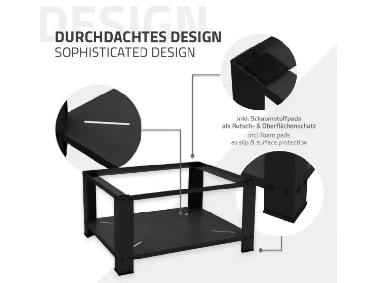 ML-Design Waschmaschinen Untergestell mit Ablage 63x54cm Stahl Schwarz bis 150kg