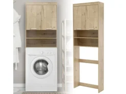 ML-Design Waschmaschinenschrank mit 2 Türen 2 Offenen Fächern Eichenoptik