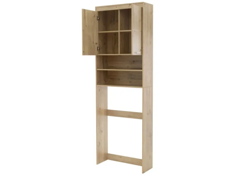 ML-Design Waschmaschinenschrank mit 2 Türen 2 Offenen Fächern Eichenoptik