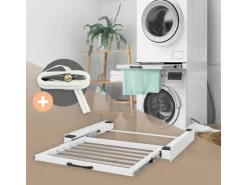 ML-Design Zwischenbaurahmen mit Wäscheleine 60,5x54,5cm Weiß für Waschmaschine