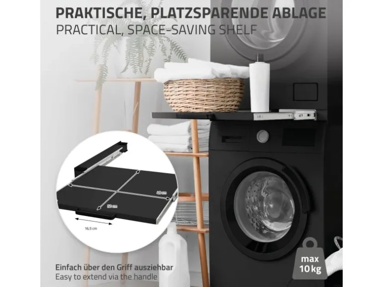 ML-Design Zwischenbaurahmen mit Ausziehplatte aus Stahl 60x60 cm Schwarz