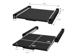 ML-Design Zwischenbaurahmen mit Ausziehplatte aus Stahl 60x60 cm Schwarz