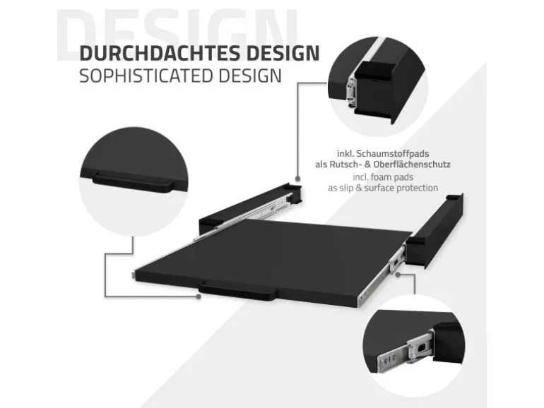 ML-Design Zwischenbaurahmen mit Ausziehplatte aus Stahl 60x60 cm Schwarz