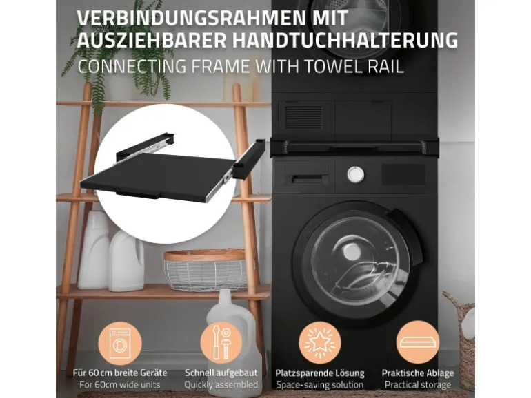 ML-Design Zwischenbaurahmen mit Ausziehplatte aus Stahl 60x60 cm Schwarz