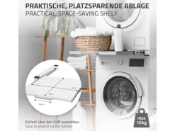 ML-Design Zwischenbaurahmen mit Ausziehplatte 60x60 cm Weiß für Waschmaschine