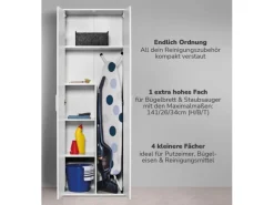 mokebo Besenschrank in Weiß Der Lange Haushaltsschrank Putzschrank oder Mehrzweckschrank