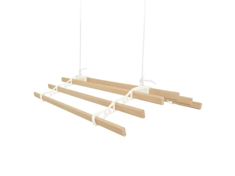 Monstershop 1.2m Elfenbeinfarbener 6-Latten-Wäscheständer mit Deckenrollen