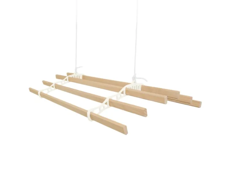 Monstershop 1.8m Elfenbeinfarbener 6-Latten-Wäscheständer mit Deckenrollen