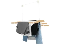 Monstershop 1.8m Elfenbeinfarbener 6-Latten-Wäscheständer mit Deckenrollen