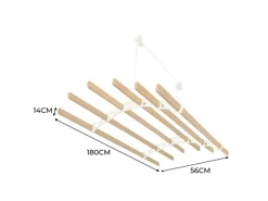 Monstershop 1.8m Elfenbeinfarbener 6-Latten-Wäscheständer mit Deckenrollen