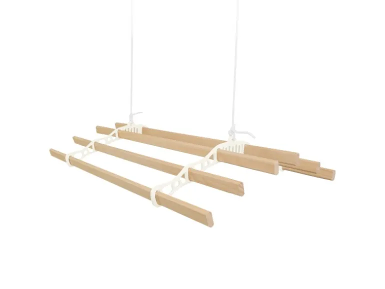 Monstershop 1.5m Elfenbeinfarbener 6-Latten-Wäscheständer mit Deckenrollen