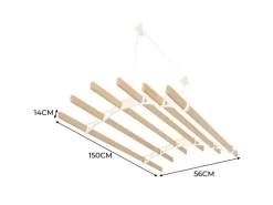 Monstershop 1.5m Elfenbeinfarbener 6-Latten-Wäscheständer mit Deckenrollen