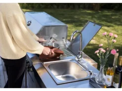 MyOutdoorKitchen Modul mit Spülbecken und Aufbewahrungsschrank Stainless Collection