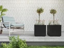 Ondis24 Pflanzkübel 40 Caro Rollen 100 Prozent Anthrazit Blumentopf Pflanzgefäß