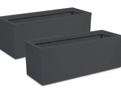 Ondis24 Pflanzkübel Blumenkübel Graphit 57 L Anthrazit - Doppelpack Blumentopf Pflanzgefäß