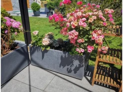 Ondis24 Pflanzkübel Vulkan 100 Blumentopf Doppelwandig Anthrazit Blumentopf Pflanzgefäß